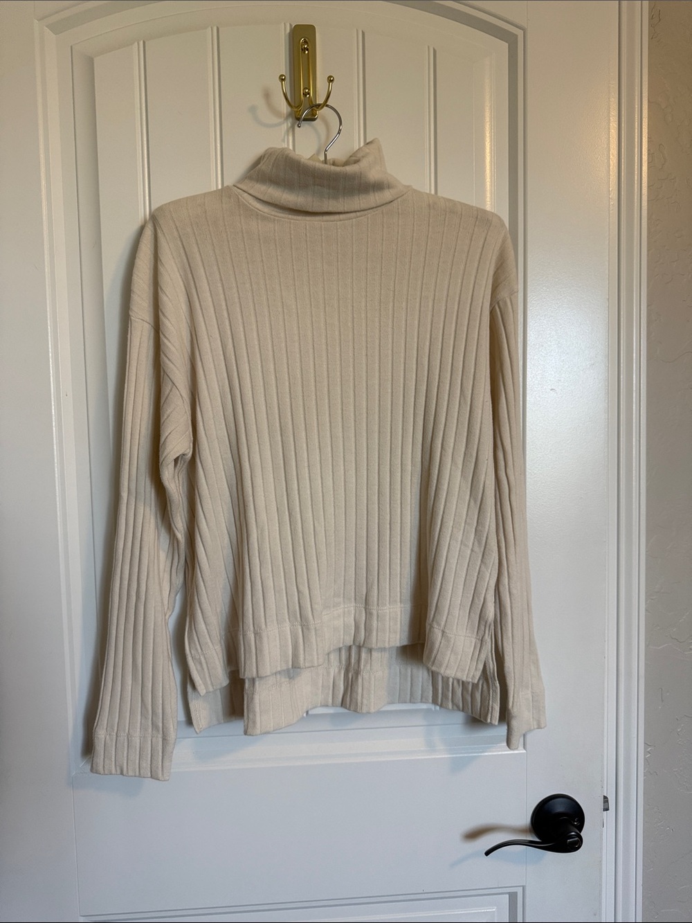 Madewell Ribbed Turtleneck Sweater Size S Cream/Beige